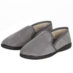 Mens Indoor Plush Fleece Lining House Slippers Grey