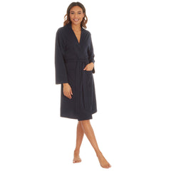 Womens Yarn Kimono Robe Lightweight Dressing Gown Navy