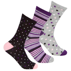Womens Elasticated Bamboo Socks 3 Pairs - Grey
