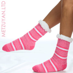 Womens Thermal Winter Slipper Socks with Sherpa Fleece Lining Non Slip Chunky Socks 1 Pair