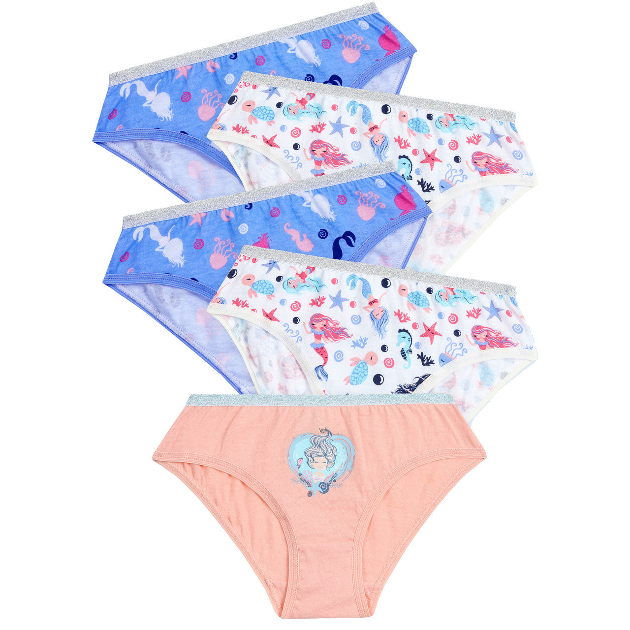 Girls Printed Knickers Briefs Underwear Pack of 5 Sea Life