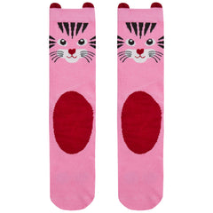 Womens Animals Cute Funny Odd Novelty Socks 1 Pair Cat Pink