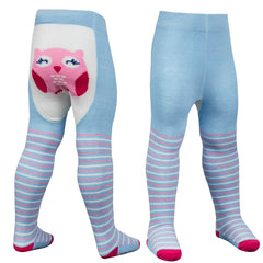 Baby Girls Tights with Anti Slip Grips 1 Pair - Blue Owl