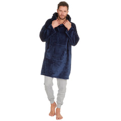 Mens Fleece Longline Oversized Hoodie One Size Navy