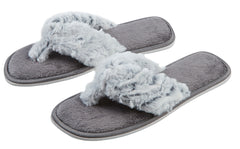 Girls Faux Fur Mule Slippers Childrens Grey