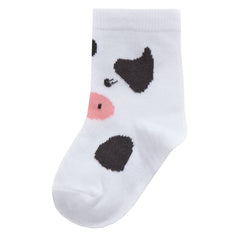 Baby Girl's Cotton Rich Animal Patterned Socks 3 Pairs - Cow