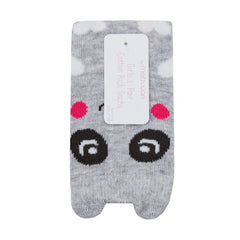 Girls 1 Pair Novelty Cartoon Design Socks Panda Grey