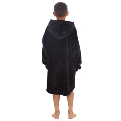 Boys Shimmering Black Oversized Blanket Plush Fleece Hoodie with Pockets