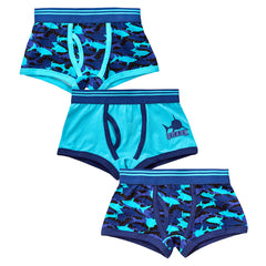 Boys Trunks Fit Boxers Shorts Underwear Shark 3 Pairs