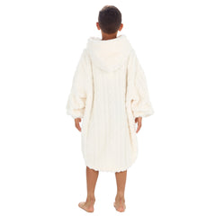 Boys Cream Cable Oversized Blanket Sherpa Fleece Hoodie