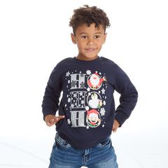 Infants Christmas Long Sleeved Sweatshirt With Cuffed Hems Navy