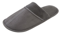 Mens Plain Mule Memory Foam Slip On Faux Suede Indoor Slippers Grey