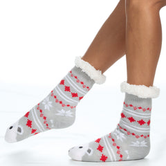 Womens Cosy Chunky Chirstmas Lounge Socks with Non Slip Grippers Bear