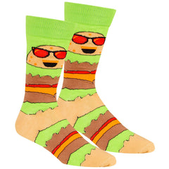 Mens Funky Funny Socks Green Burger