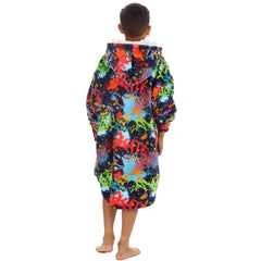 Boys Graffiti Print Oversized Blanket Plush Fleece Hoodie with Pockets