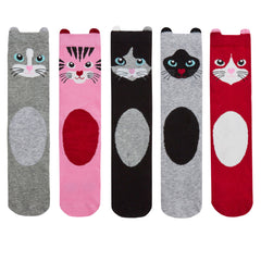 Womens Animals Cute Funny Odd Novelty Socks 5 Pairs Cats