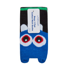 Boys Novelty Cartoon Socks 1 Pair Monster Cobalt