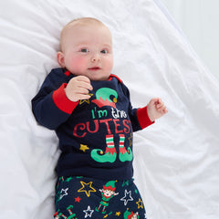 Baby Christmas Long Sleeved Matching Pyjamas Family Lounge Sets Navy