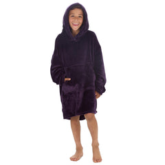 Boys Shimmering Plum Oversized Blanket Plush Fleece Hoodie with Pockets