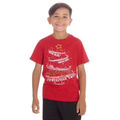 Kids Christmas Short Sleeved T-Shrit Red