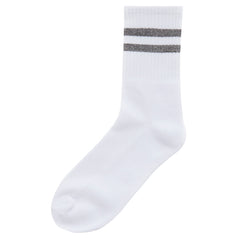 Womens Cotton Rich Sport Socks 3 Pairs White with Pink Stripe