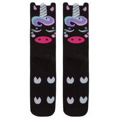 Womens Animals Cute Funny Odd Novelty Socks 1 Pair Unicorn Black