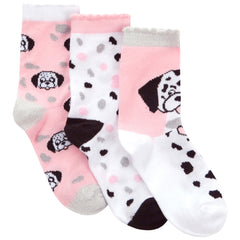 Girls Novelty Cotton Rich Crew Dogs Rainbow Funky Mid Calf Socks