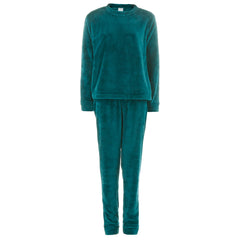 Womans Plush Fleece 2 Piece Super Soft Lounge Set Pyjamas Teal