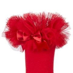 Baby Girls Christmas Red Tutu Socks Frilly Bow Stocking 1 Pair