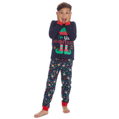 Kids Christmas Long Sleeved Matching Pyjamas Family Lounge Sets Navy