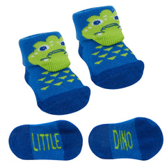 Newborn Baby Boys Socks Booties Boots Style With Organza Bag Green Dino