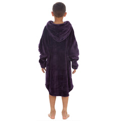 Boys Shimmering Plum Oversized Blanket Plush Fleece Hoodie with Pockets