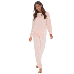 Womans Plush Fleece 2 Piece Super Soft Lounge Set Pyjamas Pink