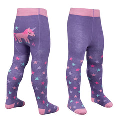 Baby Girls Tights with Anti Slip Grips 1 Pair - Purple Unicorn