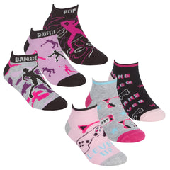 Girls Novelty Game Dance Trainer Liner Low Cut Ankle Socks Multipack