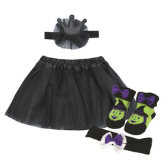 Baby Girls Halloween Tutu Costume Outfit Headband Crown Witch