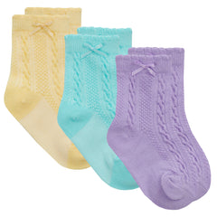 Baby Girls Cable Knit Socks 3 Pairs