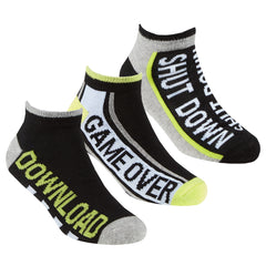 Boys Bamboo Socks Novelty Football Game Trainer Liners Crew Socks 3 Pairs - Grey