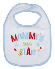 Baby Boys Feeding Bibs Embroidered "Mummy's Little Star"