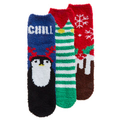 Womens Warm Fluffy Christmas Festive Design Bed Winter Socks