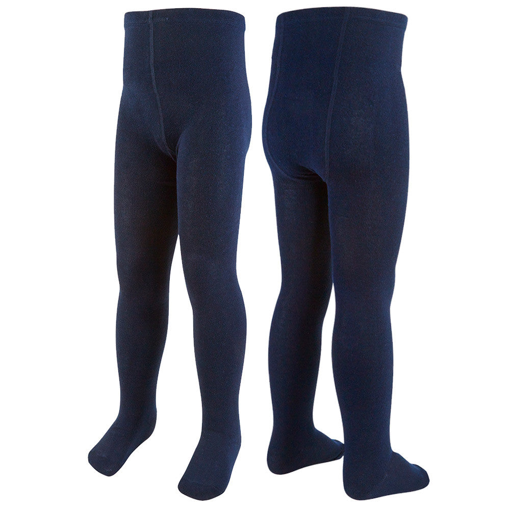 Girls Plain Back To School Tights Navy - 3 Pairs