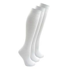 Girls Knee High Socks Plain School Uniform Back To School 3 Pairs White