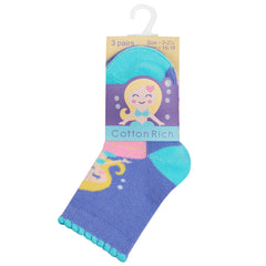 Baby Girls Novelty Socks Scallop Edge Mermaid - 3 Pairs