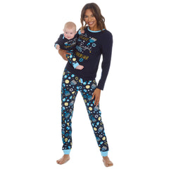 Womens Chanukah Long Sleeved Matching Pyjamas Family Lounge Sets Navy