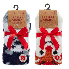 Womens Warm Fluffy Christmas Festive Winter Socks