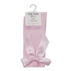 Baby Girls Knee High Socks with Satin Bow 1 Pair Pink