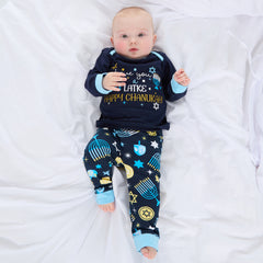 Baby Chanukah Long Sleeved Matching Pyjamas Family Lounge Sets Navy