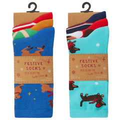 Womens Novelty Cotton Rich Christmas Funny Printed Socks