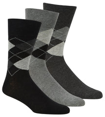 Mens Argyle Pattern Non Elastic Socks Black