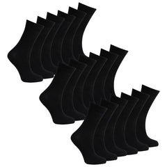 Boys Plain Back To School Socks Black - 9 Pairs